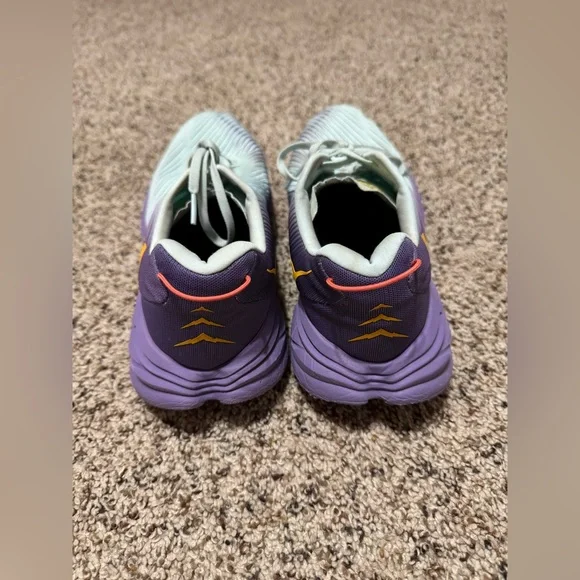 Hoka Sneakers in Light blue and Purple with Orange Logo size 11B - Picture 4 of 8